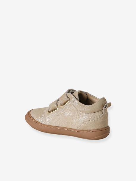 Zachte lederen baby-slofjes voor de eerste stapjes beige, bedrukt+blauw, bedrukt+brons+goud+goudgeel+groen, bedrukt+oudroze+roze (poederkleur)+roze, bedrukt+rozen+turquoiseblauw+veel roze+zachtpaars - vertbaudet enfant 