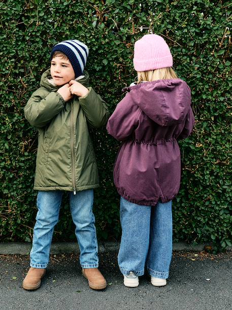 Parka fille à capuche doublée imitation fourrure bois de rose+camel+marine+noir+prune+vert foncé - vertbaudet enfant 