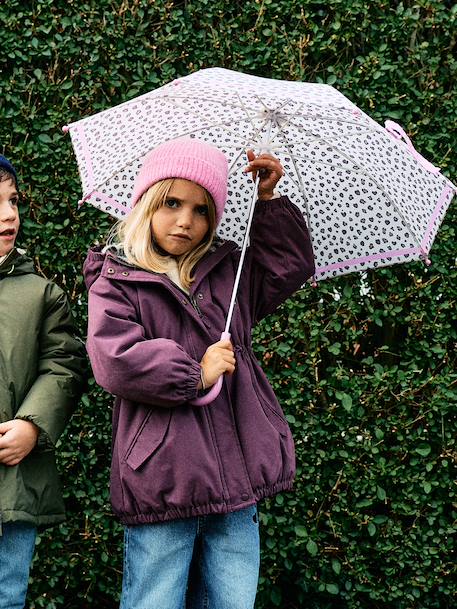 Parka fille à capuche doublée imitation fourrure bois de rose+camel+marine+noir+prune+vert foncé - vertbaudet enfant 
