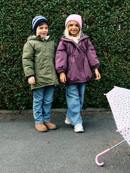 Parka fille à capuche doublée imitation fourrure bois de rose+camel+marine+noir+prune+vert foncé - vertbaudet enfant 