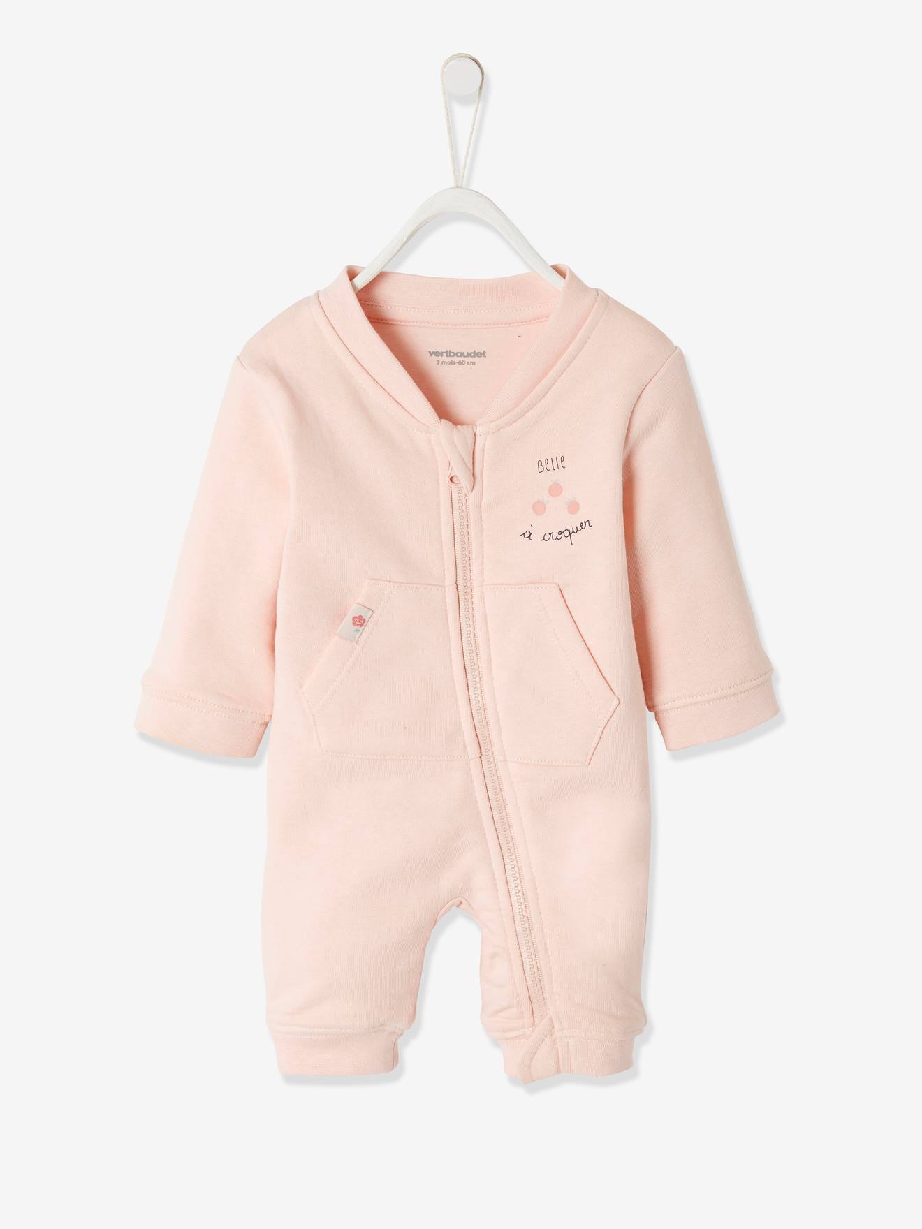 Combinaison Bebe Naissance En Molleton Rose Pale Bebe