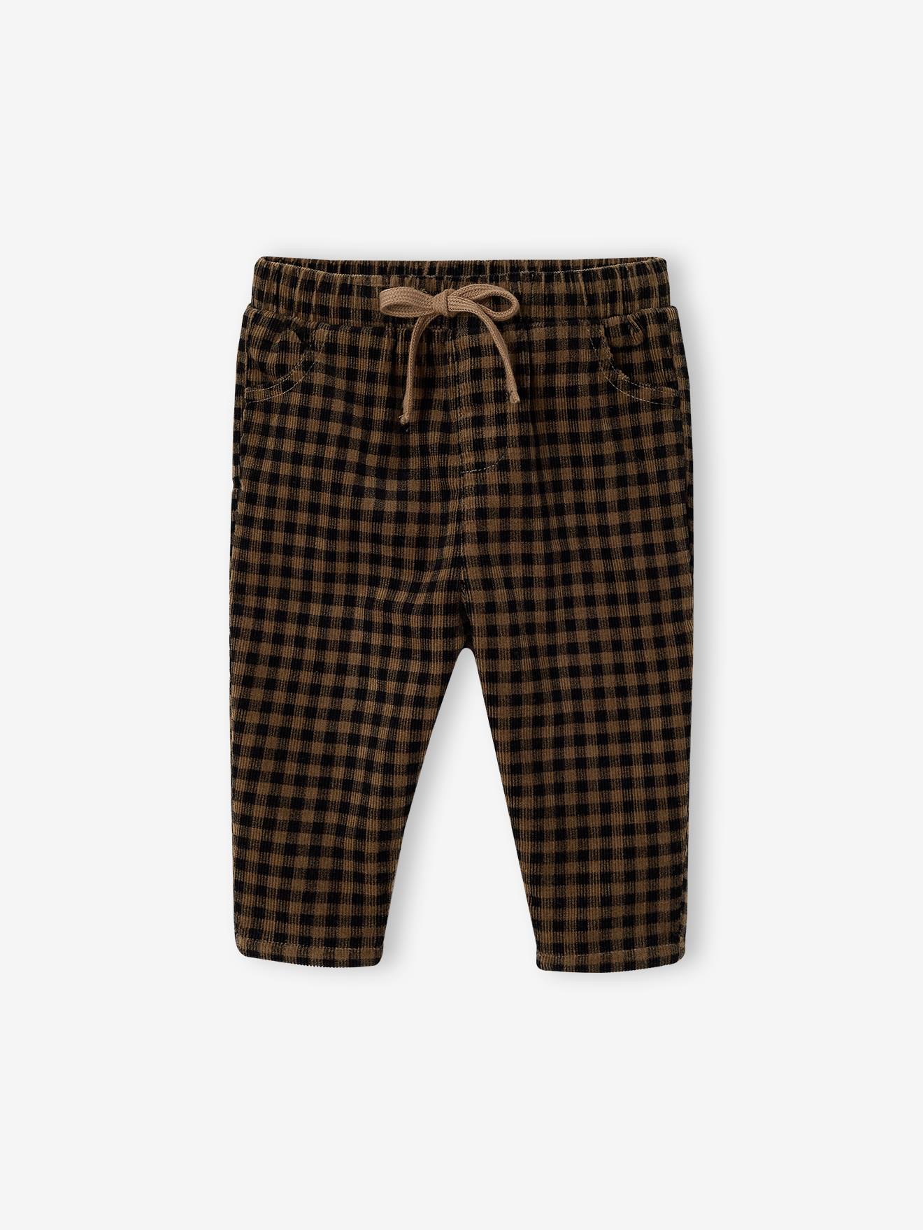 Babybroek van ribfluweel antraciet