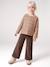 Wijde, fluwelen broek voor meisjes antraciet+bruin+chocoladebruin+grijsblauw+kaki+pruim+rozen+zachtpaars - vertbaudet enfant 