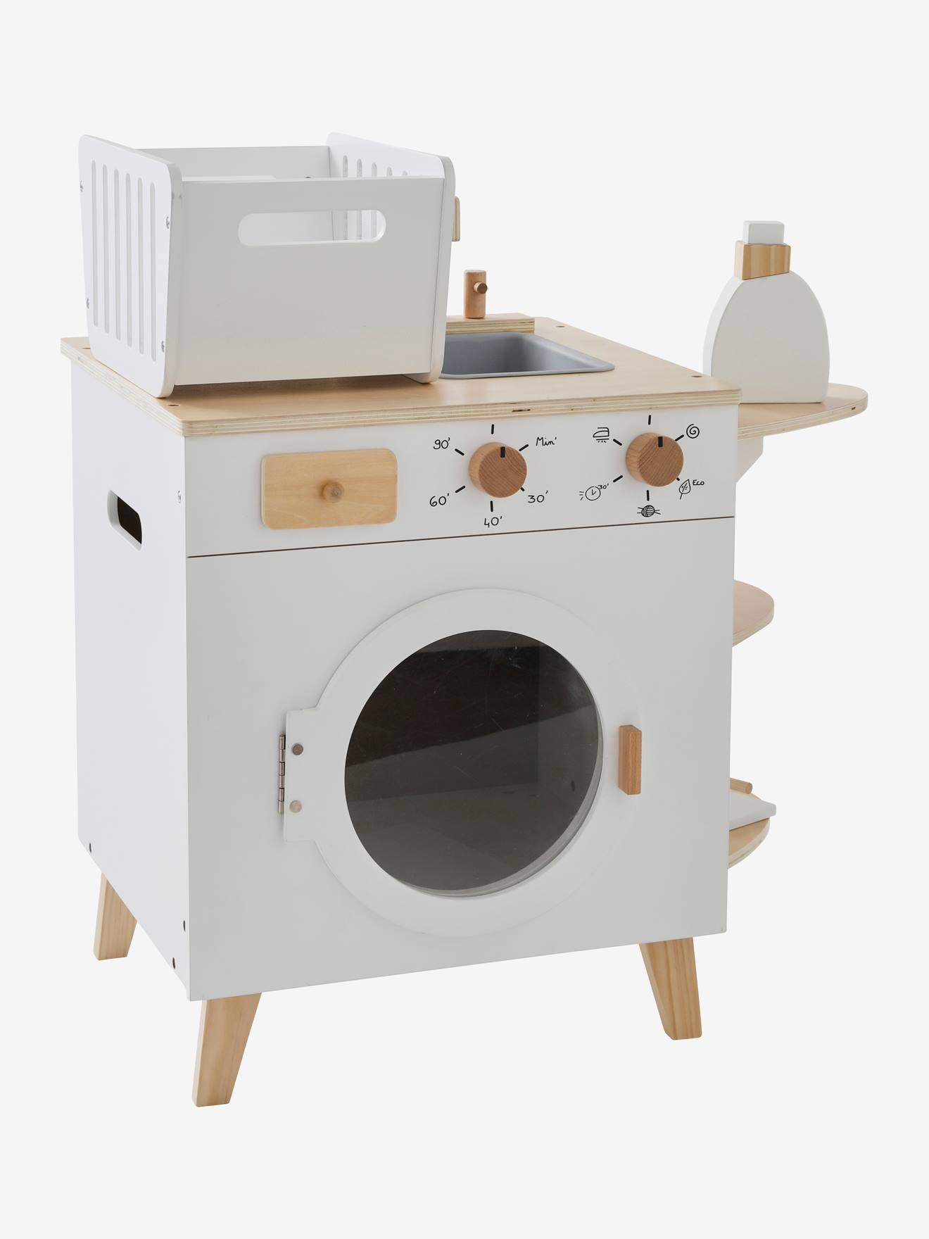 Voorouder resultaat hoorbaar Houten wasmachine en strijkijzer - wit, Speelgoed