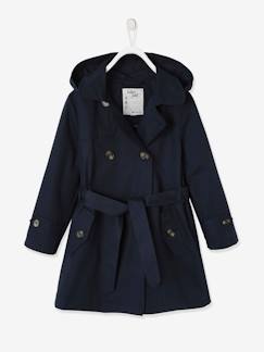 Meisje-Mantel, jas-Trenchcoat voor meisjes met capuchon en bedrukte voering