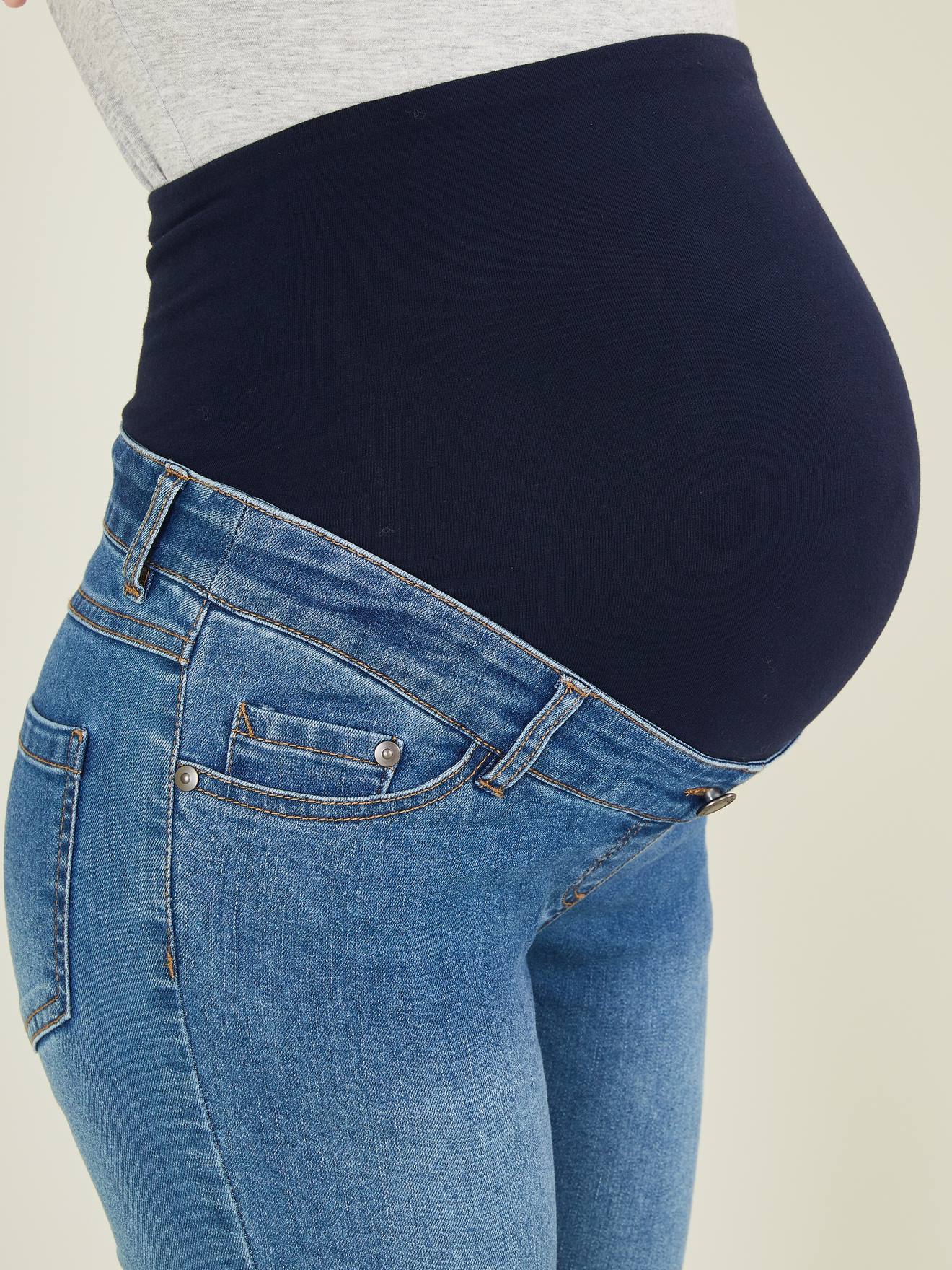 Wrok Harnas Acquiesce Slim fit zwangerschapsbroek met scheuren 7/8 - denim blauw,  Zwangerschapskleding