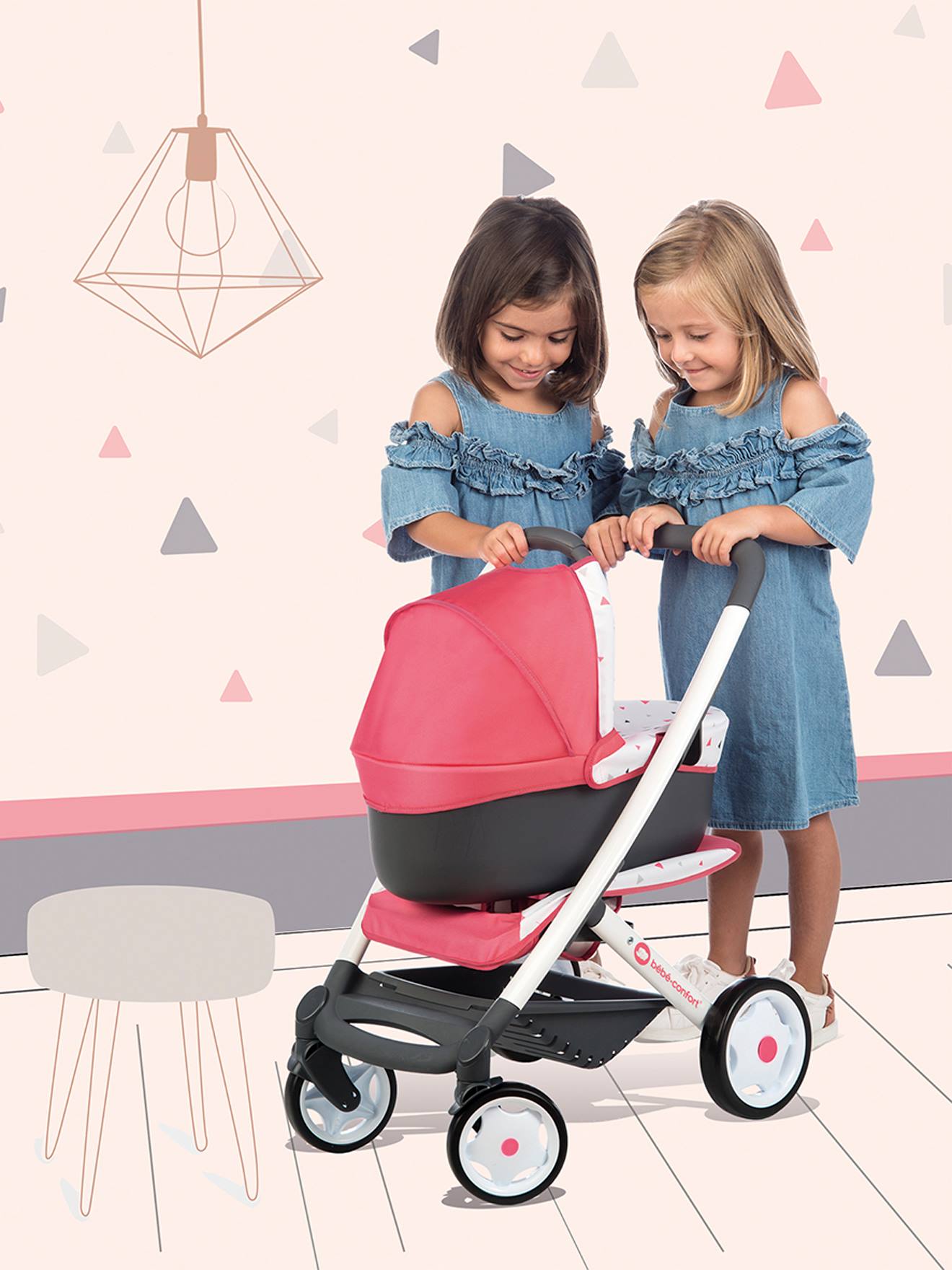 Combine Poussette Landau Bebe Confort Smoby Rose Jouet