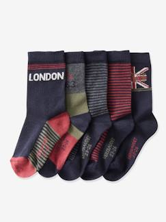 Jongens-Ondergoed-Sokken-5 paar halfhoge sokken Londen voor jongens