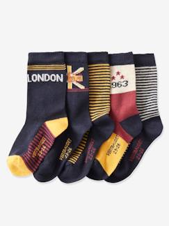 Jongens-Ondergoed-Sokken-5 paar halfhoge sokken Londen voor jongens