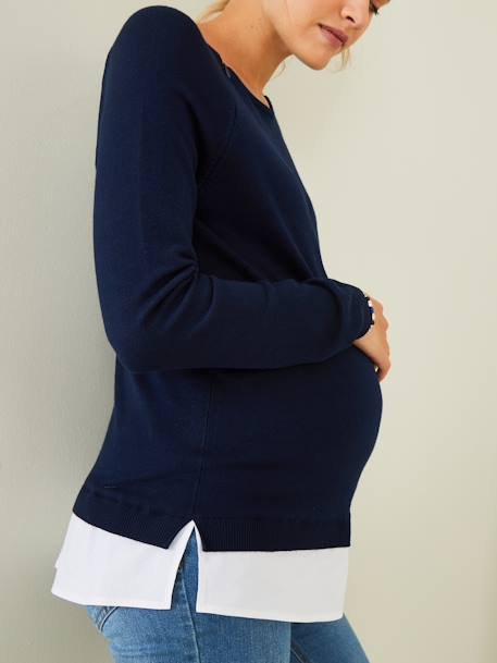 Zwangerschaps- en borstvoedingstrui van 2 soorten materiaal inkt - vertbaudet enfant 