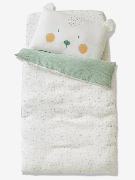 Housse De Couette Bebe En Gaze De Coton My Little Bear Oeko Tex Bleu Linge De Maison Et Decoration