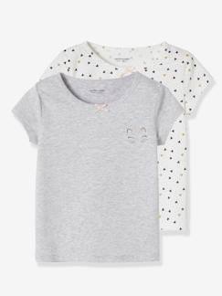 Meisje-Ondergoed-T-shirt-Set van 2 T-shirts met korte mouwen voor meisjes "cat"