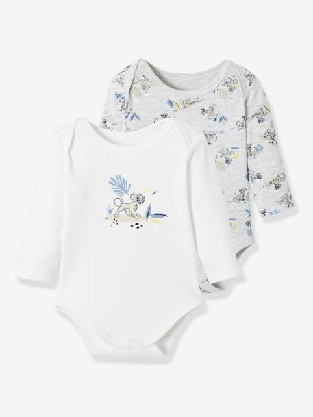 Lot De 2 Bodies Bebe Disney Le Roi Lion Manches Longues Blanc Aop Bebe