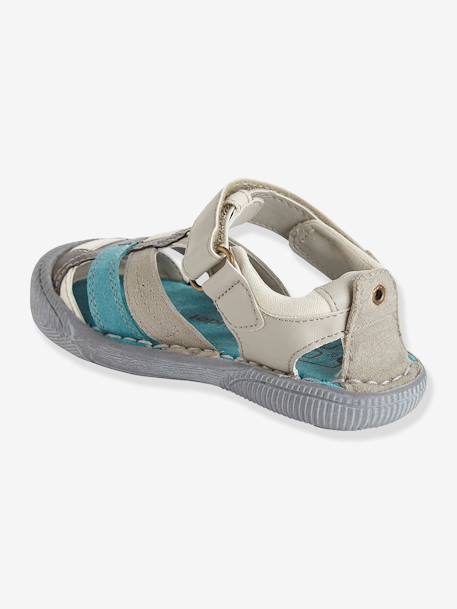Leren sandalen, speciaal voor kleuterjongens LICHTGRIJS+MARINE - vertbaudet enfant 