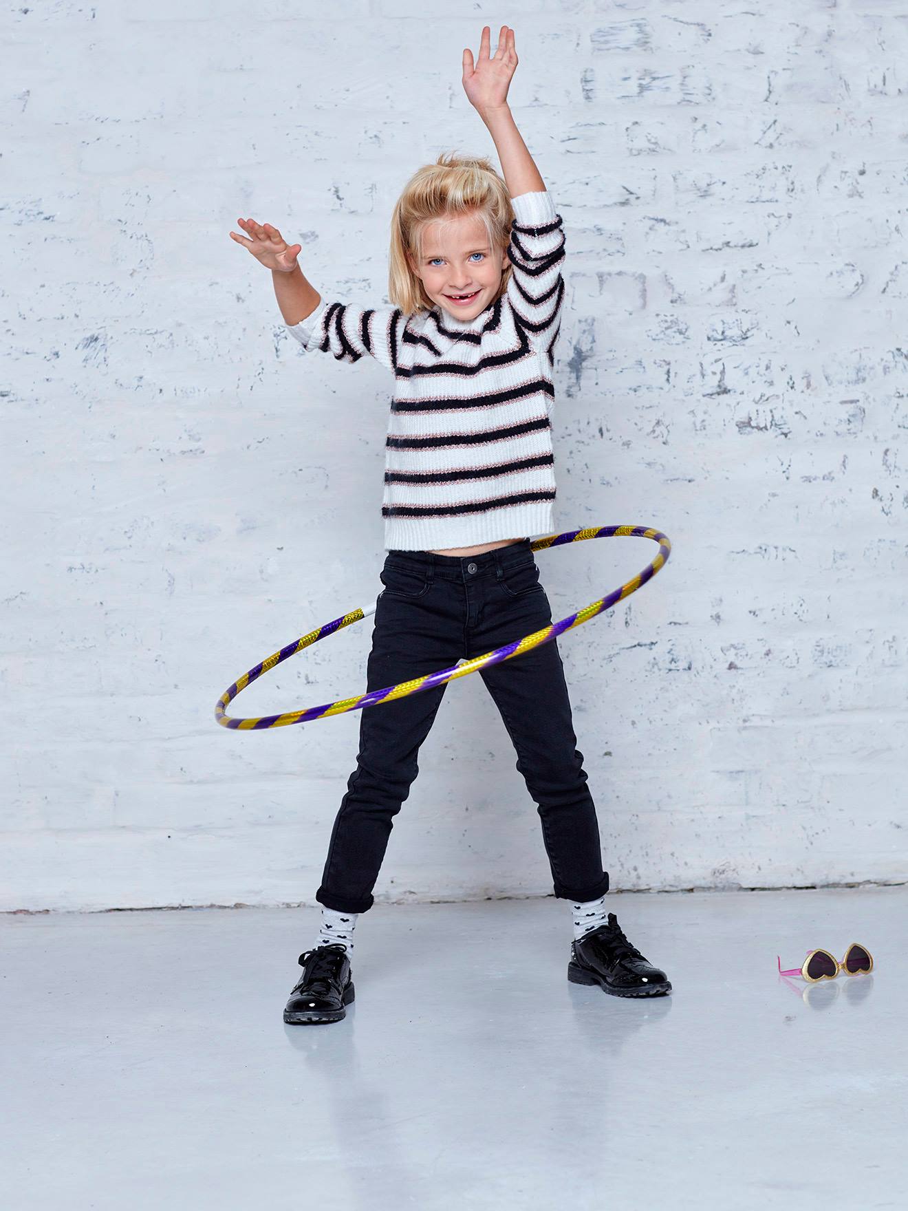 Vertbaudet Slim Fit Jeans Morphologik "waterless" Meisjes Heupomtrek Large Zwart Denim