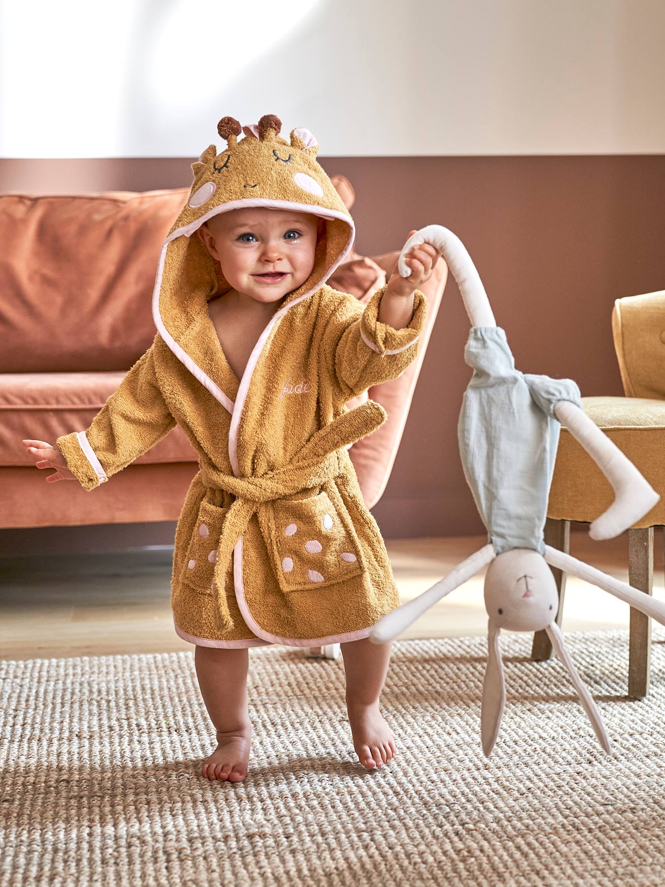 Vertbaudet Babybadjas Giraf Oker