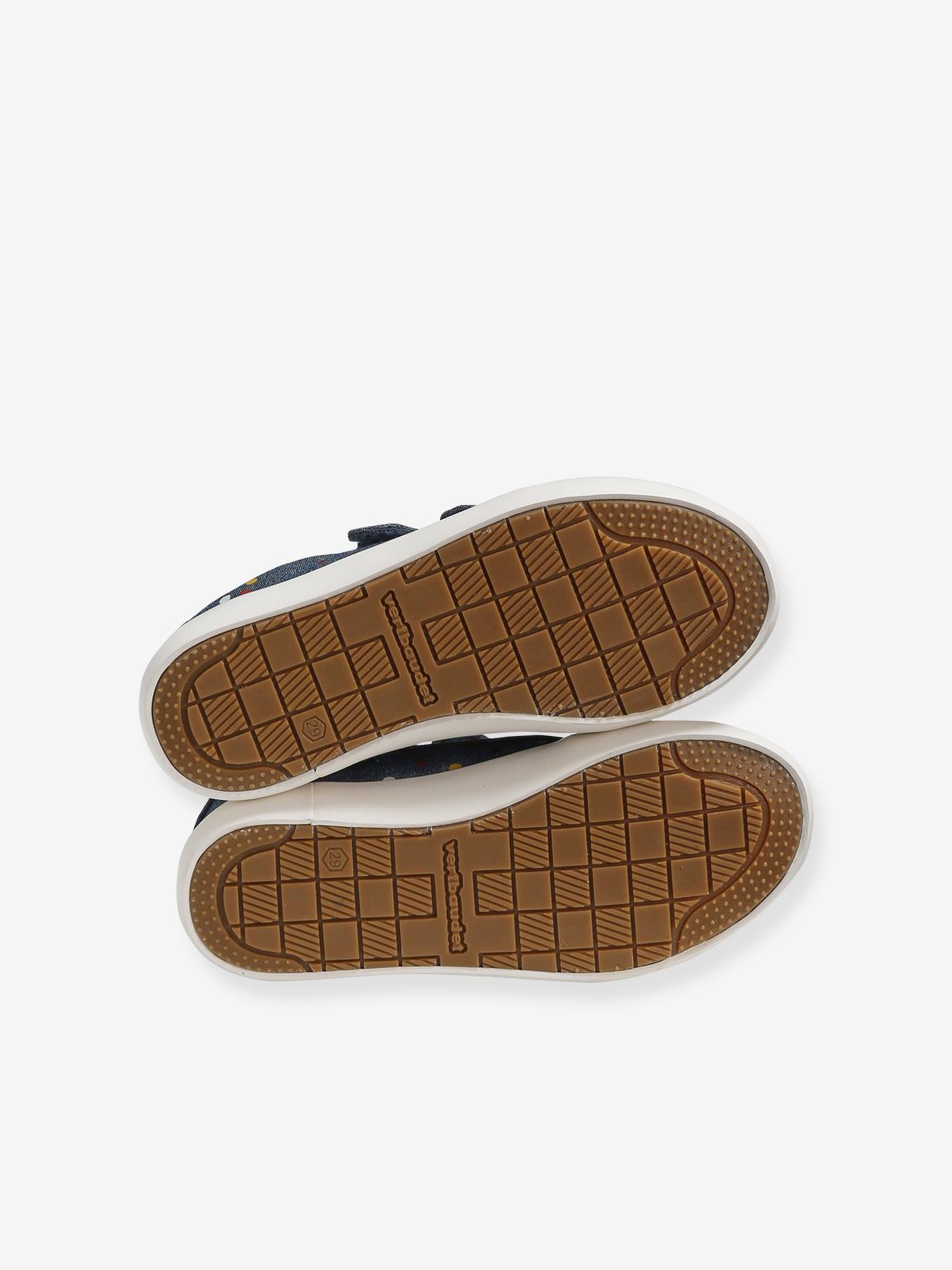 Stoffen sneakers met klittenband en print voor meisjes - blauw met stippen,  Schoenen