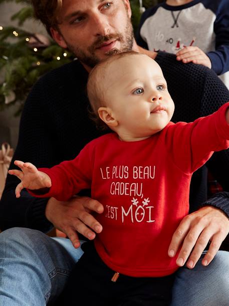 Sweat De Noel Bebe Garcon Avec Message Oeko Tex Rouge Brique Bebe