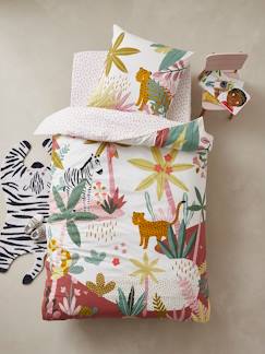Linge de maison et décoration-Linge de lit enfant-Parure housse de couette + taie d'oreiller enfant PINK JUNGLE