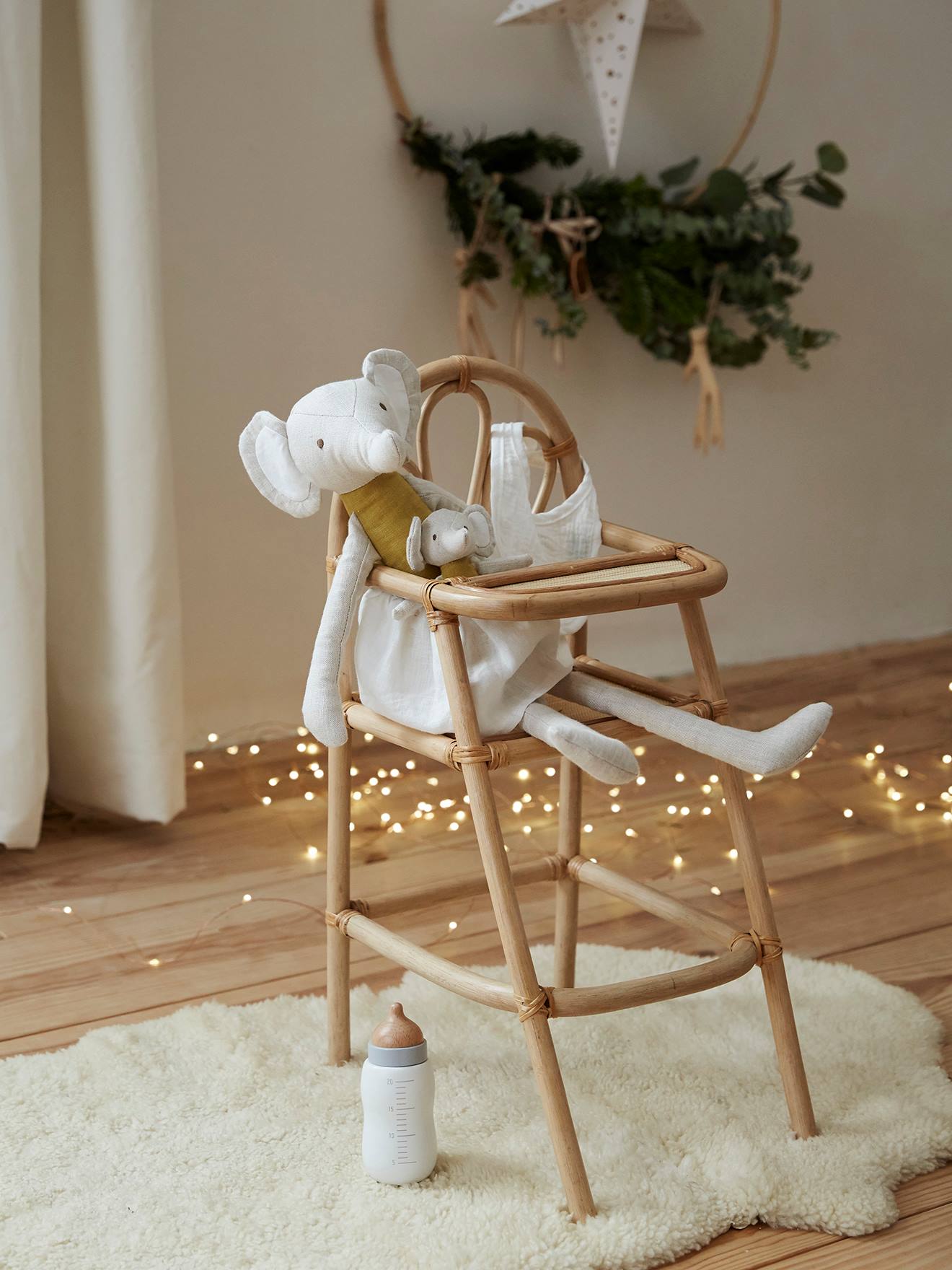 Vertbaudet Hoge Rotan Kinderstoel Beige