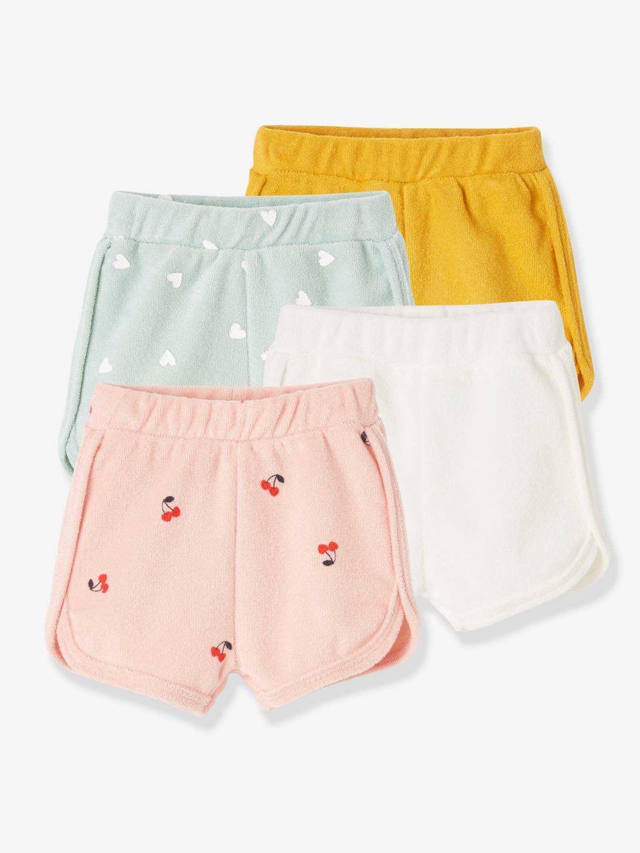 Presentator Elektricien Dwingend Set van 4 badstof shorts voor baby's - safraangele set, Baby