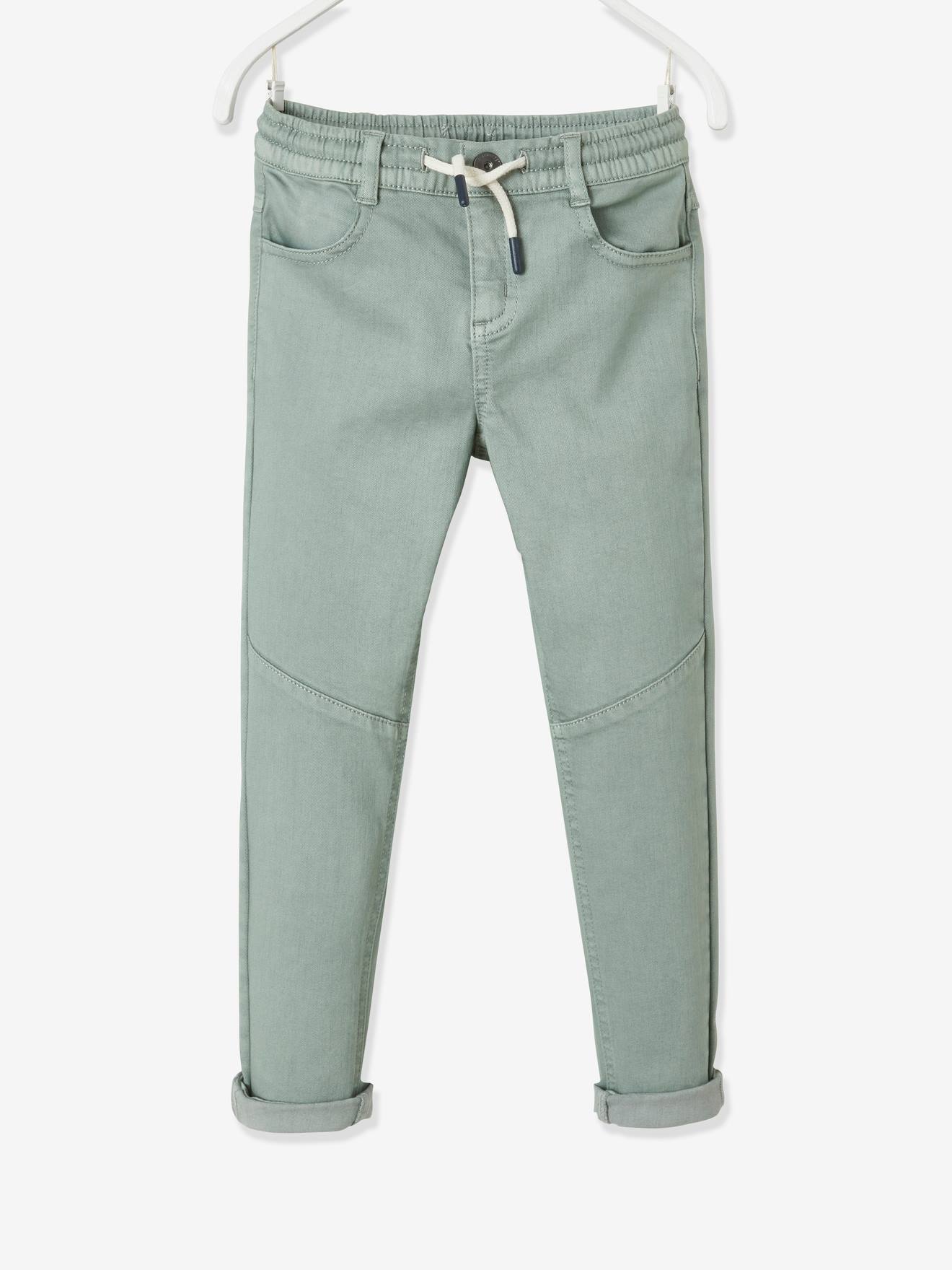Pantalon slim couleur facile à enfiler garçon - vert sauge, Garçon