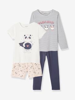 Meisje-Pyjama, pyjamapakje-Set pyjama + pyjama met korte broek Panda