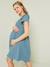 Zwangerschaps- en borstvoedingsjurk van katoengaas jeansblauw+karamel+salie+wit - vertbaudet enfant 