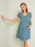 Robe de grossesse et d'allaitement gaze de coton blanc+caramel+sauge - vertbaudet enfant 