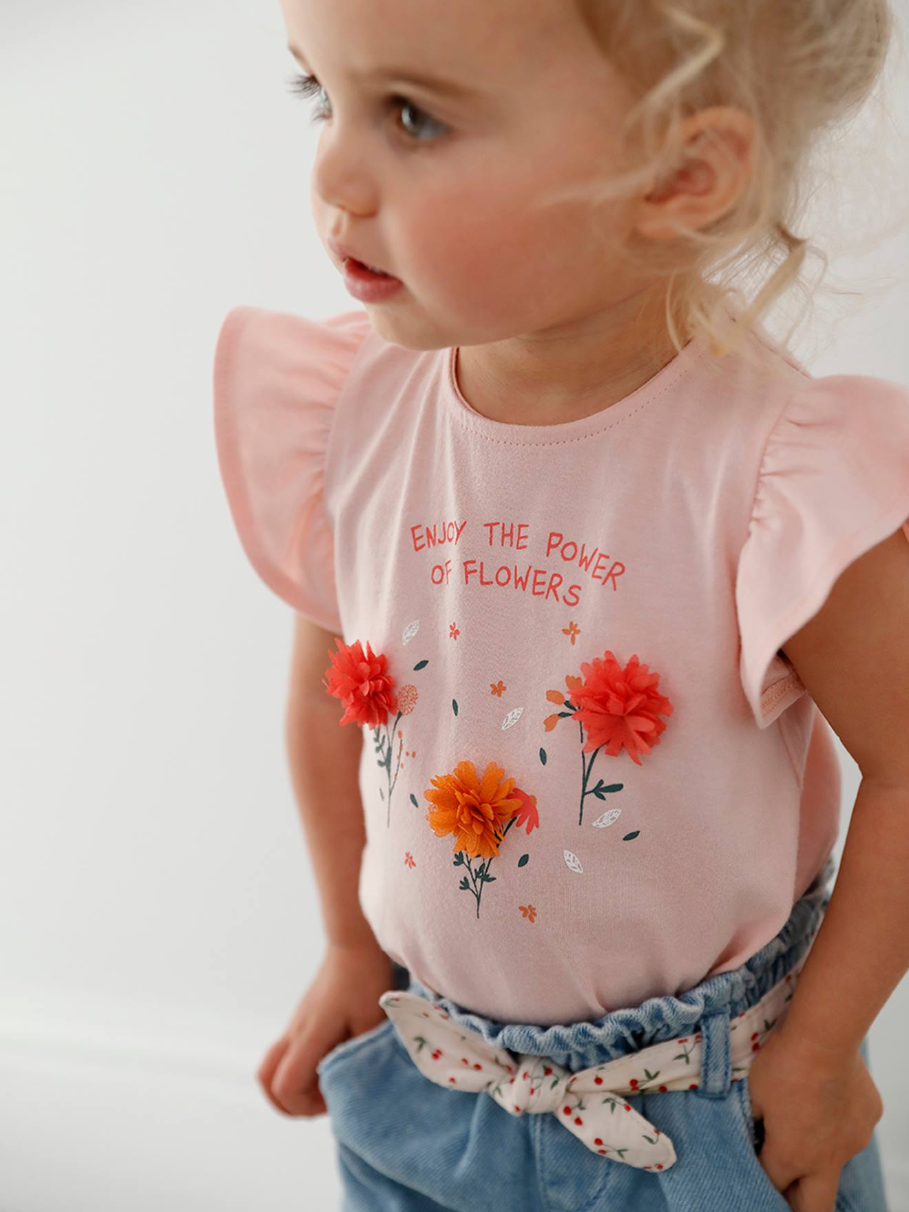Bekend Clip vlinder Respectvol T-shirt met bloemen in reliëf baby - grijsroze, Baby