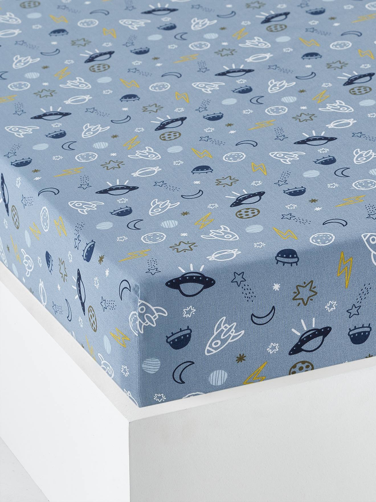 Vertbaudet Hoeslaken Kinderbed Kosmos Blauw