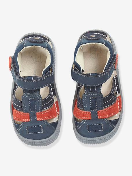 Leren sandalen, speciaal voor kleuterjongens LICHTGRIJS+MARINE - vertbaudet enfant 