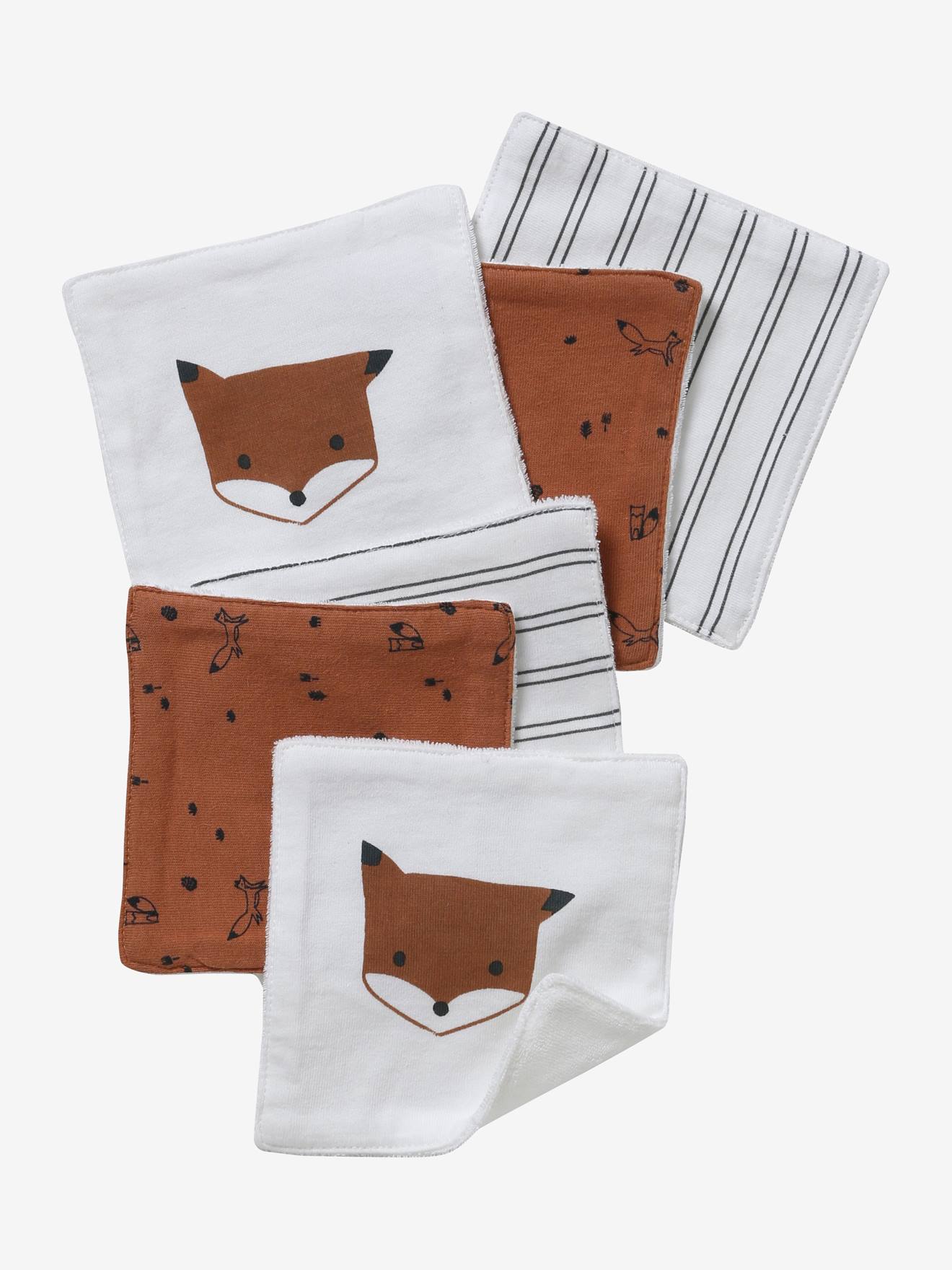 Vertbaudet Set Van 6 Washandjes Set Vos