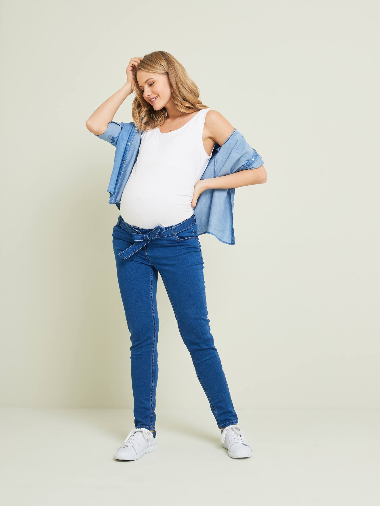 Vertbaudet Molton Slim Zwangerschapsbroek Met Denim Look Denim Stone