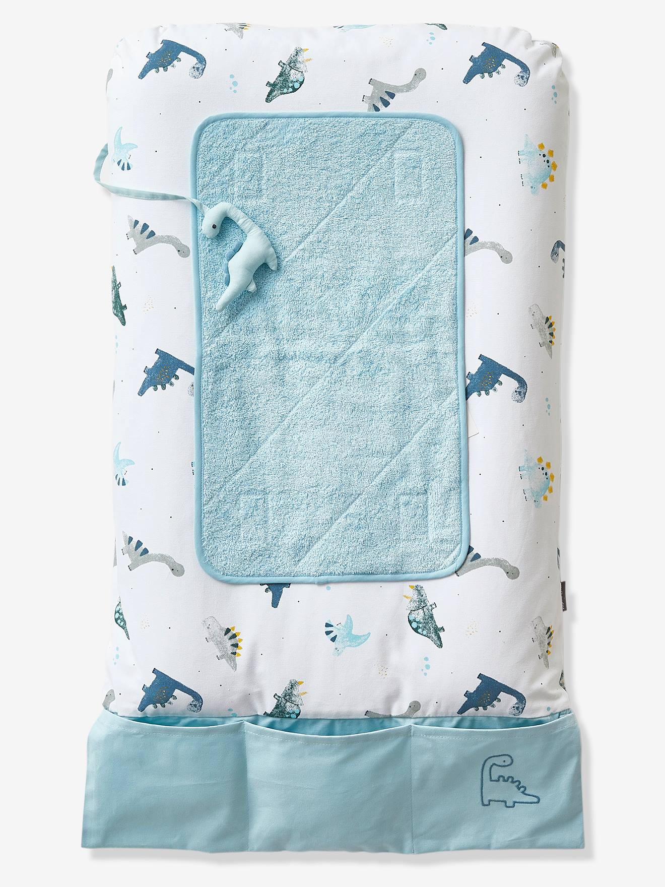 VERTBAUDET Lot De 3 Housses Matelas à Langer - 100% Coton - 72x48cm - Bleu Grisé