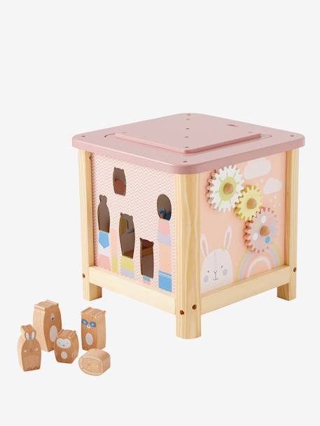 Grand cube d'activités en bois FSC® multicolore+rose - vertbaudet enfant 