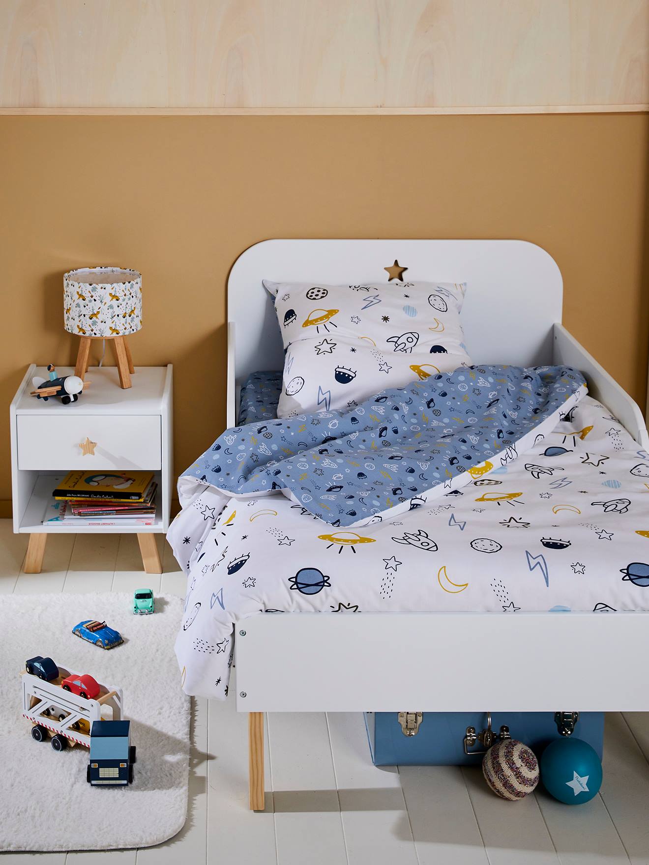 Vertbaudet Set Met Dekbedovertrek + Kussensloop Voor Kinderbed Cosmos Basics Blauw/meerkleurig