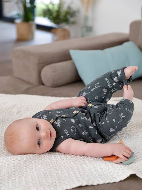 Combinaison Bebe Naissance Garcon En Gaze De Coton Brodee Kaki Bebe Combinaison Bebe Naissance Garcon En Gaze De Coton Brodee Kaki Bebe