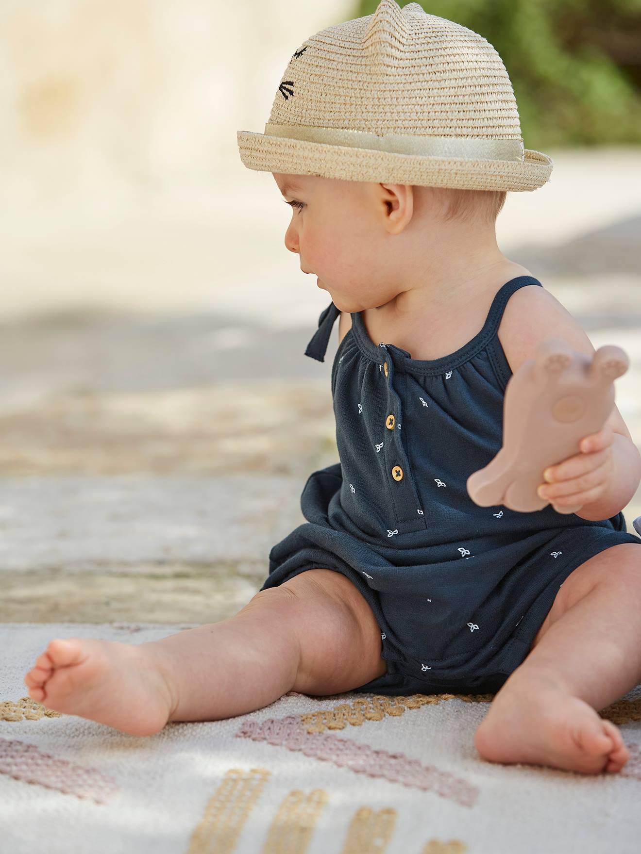 Chapeau De Soleil Fille Irise Broderie Chat Et Oreilles Fantaisie Naturel Irise Bebe