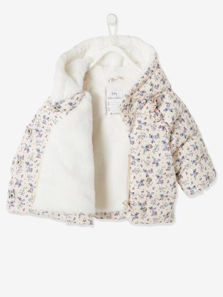 Asymmetrisch donsjack met voering baby grijsblauw+iriserend koper+poederroze - vertbaudet enfant 