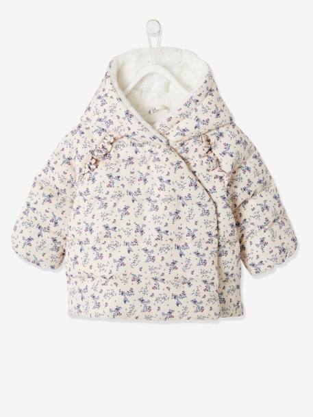 Asymmetrisch donsjack met voering baby grijsblauw+iriserend koper+poederroze - vertbaudet enfant 