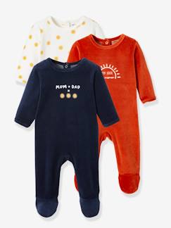 Baby-Pyjama,  overpyjama-Set van 3 fluwelen babypyjama's