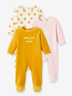Baby-Pyjama,  overpyjama-Set van 3 fluwelen babypyjama's