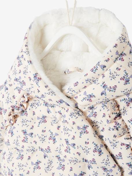Asymmetrisch donsjack met voering baby grijsblauw+iriserend koper+poederroze - vertbaudet enfant 