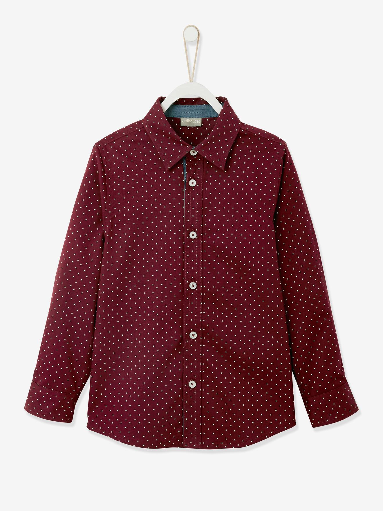 Vertbaudet Overhemd Voor Jongens Met Stippenprint Aubergine Met Print