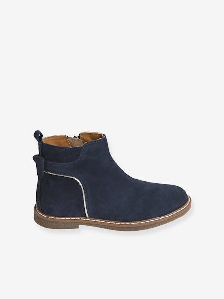 Boots enfant fille cuir zippées camel+marine+noir imprimé - vertbaudet enfant 