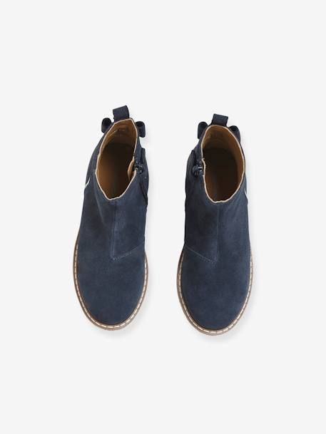 Boots enfant fille cuir zippées camel+marine+noir imprimé - vertbaudet enfant 