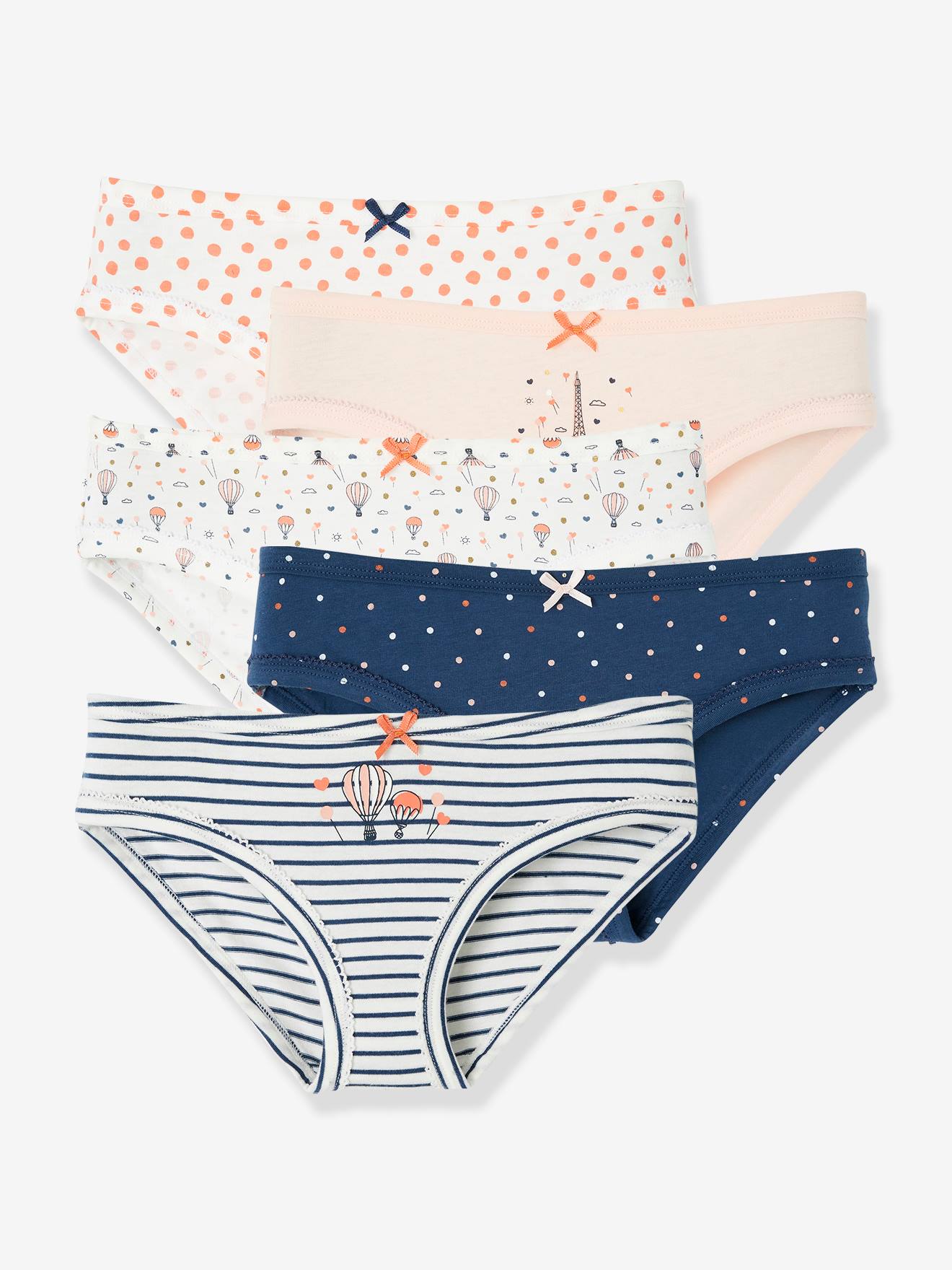 Vertbaudet Set Van 5 Meisjesslipjes Oeko-Tex® Met Fantasieprint Set Ivoor