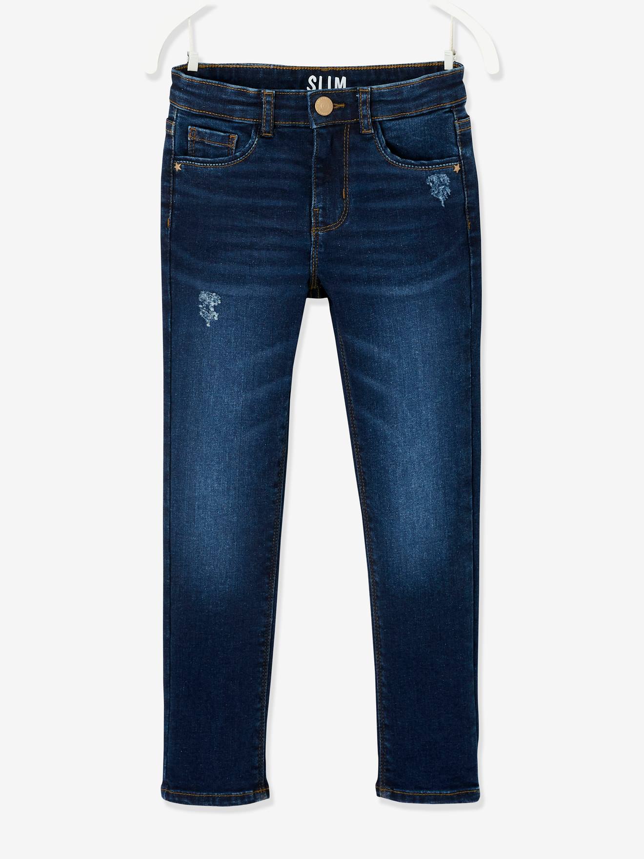 Vertbaudet Slim Fit Meisjesjeans Morphologik "waterless" Heupomtrek Small Met Gebruikssporen Onbewerkt