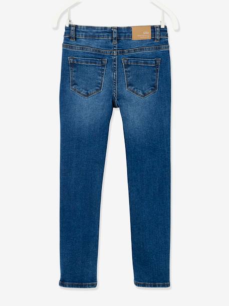 Jean slim MorphologiK 'waterless' fille tour de hanches MEDIUM avec usures BLEU FONCE DELAVE+Brut+denim black+GREY DENIM - vertbaudet enfant 